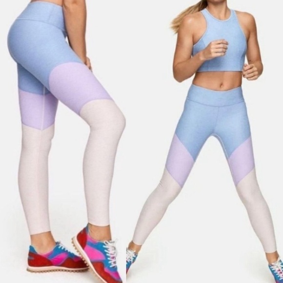 Outdoor Voices Springs 7/8 Lilac Lavender Dahlia Color Block Leggings Sz S - Picture 1 of 6